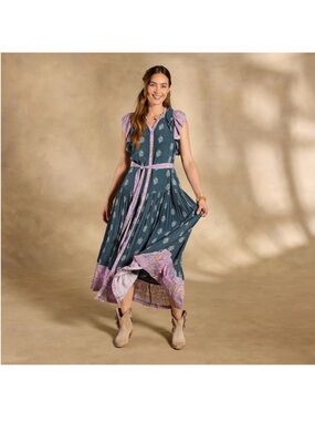 NWT Sundance Tierra Maxi Dress Boho Prairie Floral Tiered Dress Size Large